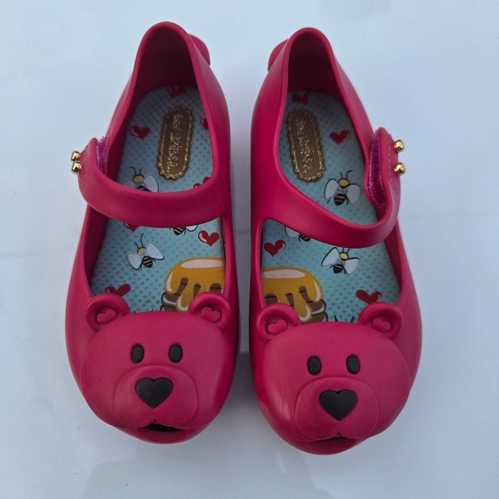 Mini Melissa Pink Bear Maryjane Flats Toddler Size 7 Water Beach Shoes